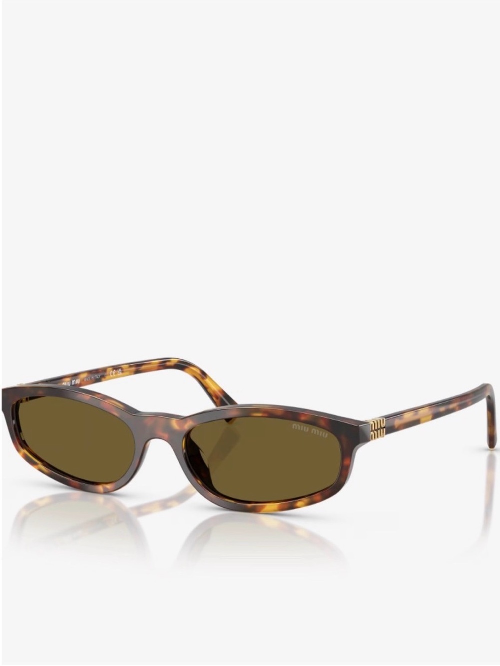 NWT Miu Miu Havana/Tortoiseshell Sunglasses with Brown Lenses and Gold Logo
